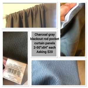 B2G1 free Charcoal gray rod pocket curtain panels